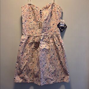 BeBop Cream and Pink Pleated Sundress for Wedding Guest